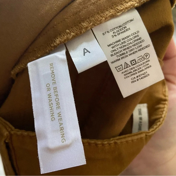 LOFT High Waist Twill Shorts Size 00 Brown Bronze NEW “The Washed Twill Short” - Picture 8 of 15